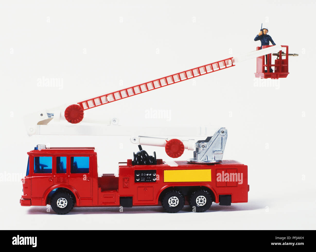 Toy fire engine, side view Stock Photo