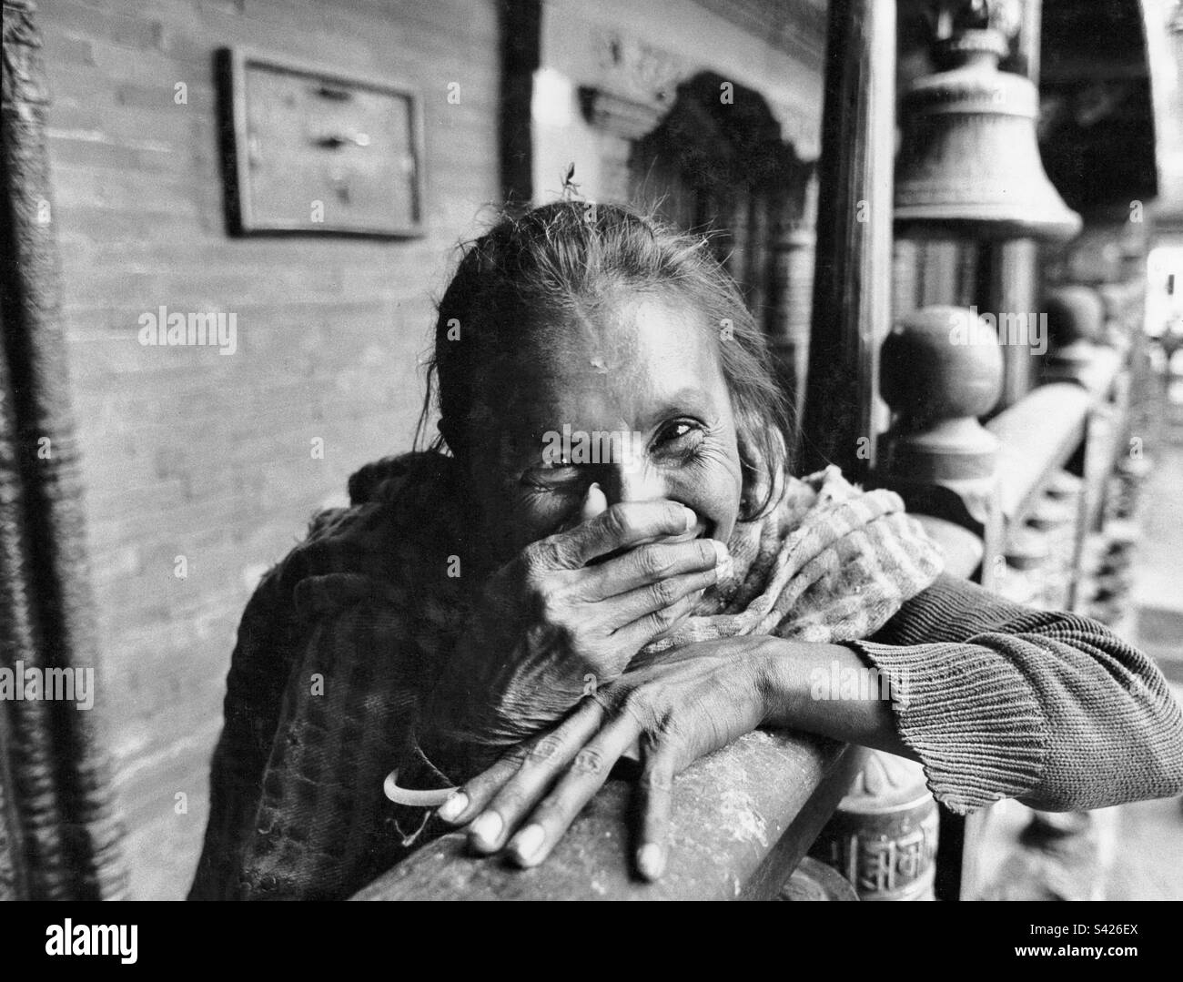 Temple woman Kathmandu, Nepal Stock Photo