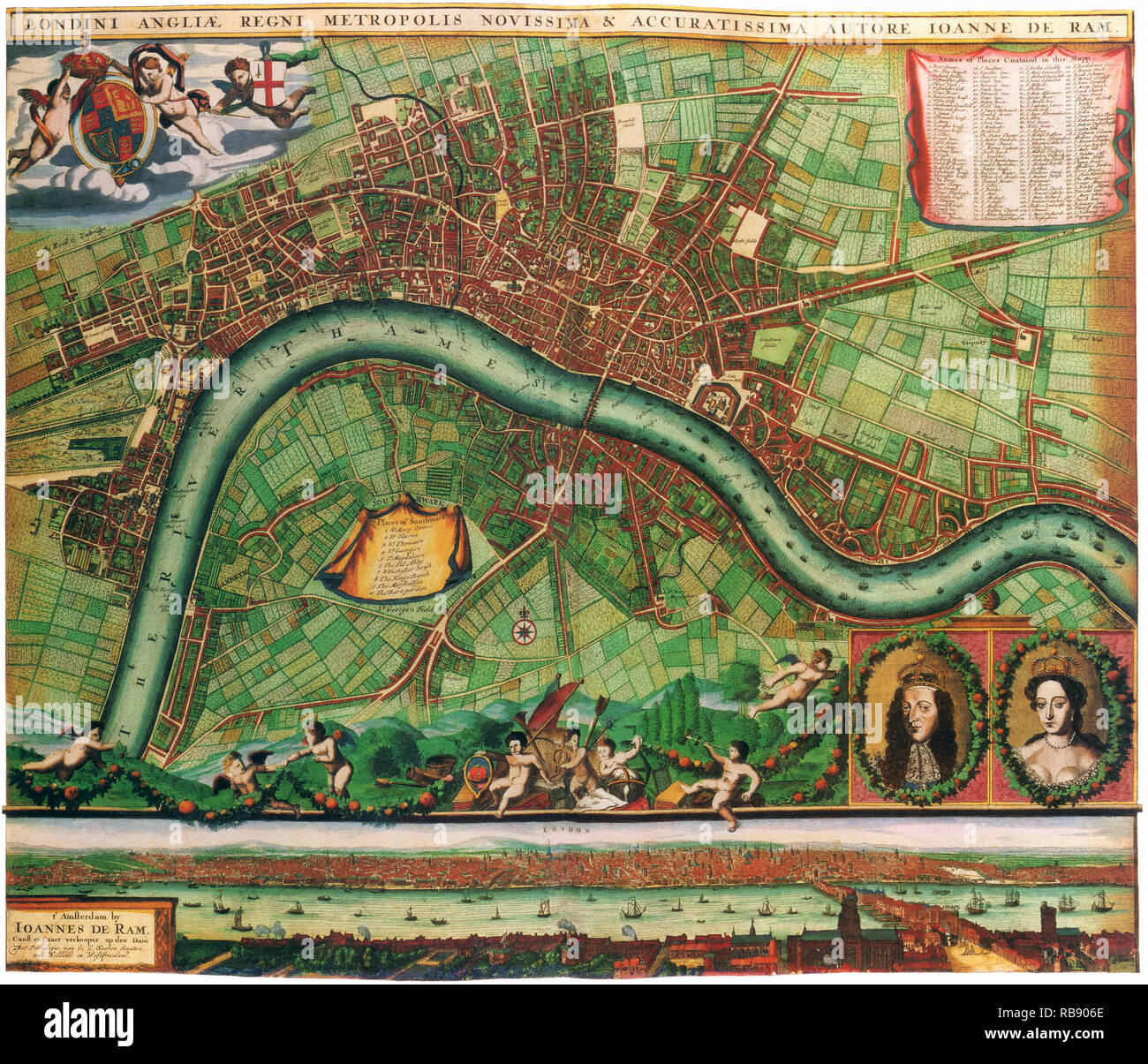 Plan von London 1700 Stockfoto