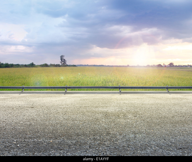 beauty Country Road Side View and rice background Stock Photo - Alamy