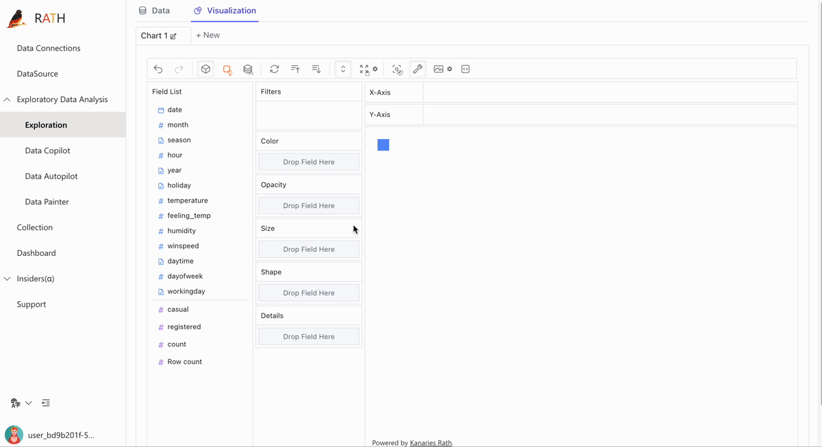 Manually explore your data with a Tableau-like UI