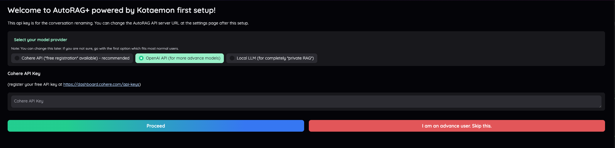 Kotaemon initial setup