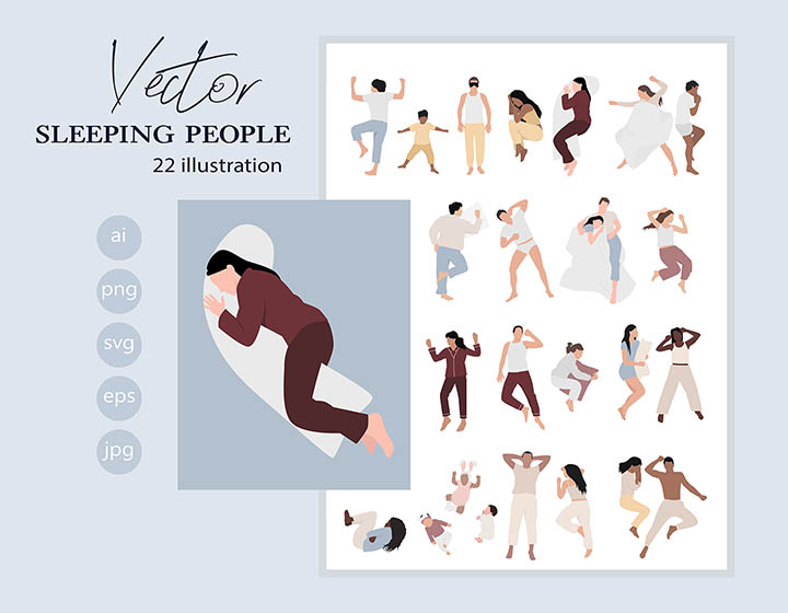 Sleeping People Top - Download Vector Drawing