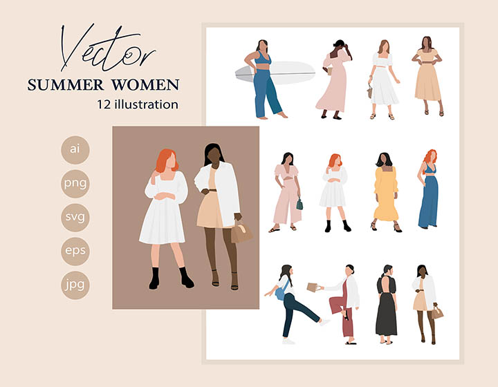 Summer Women - Download Vector Drawing