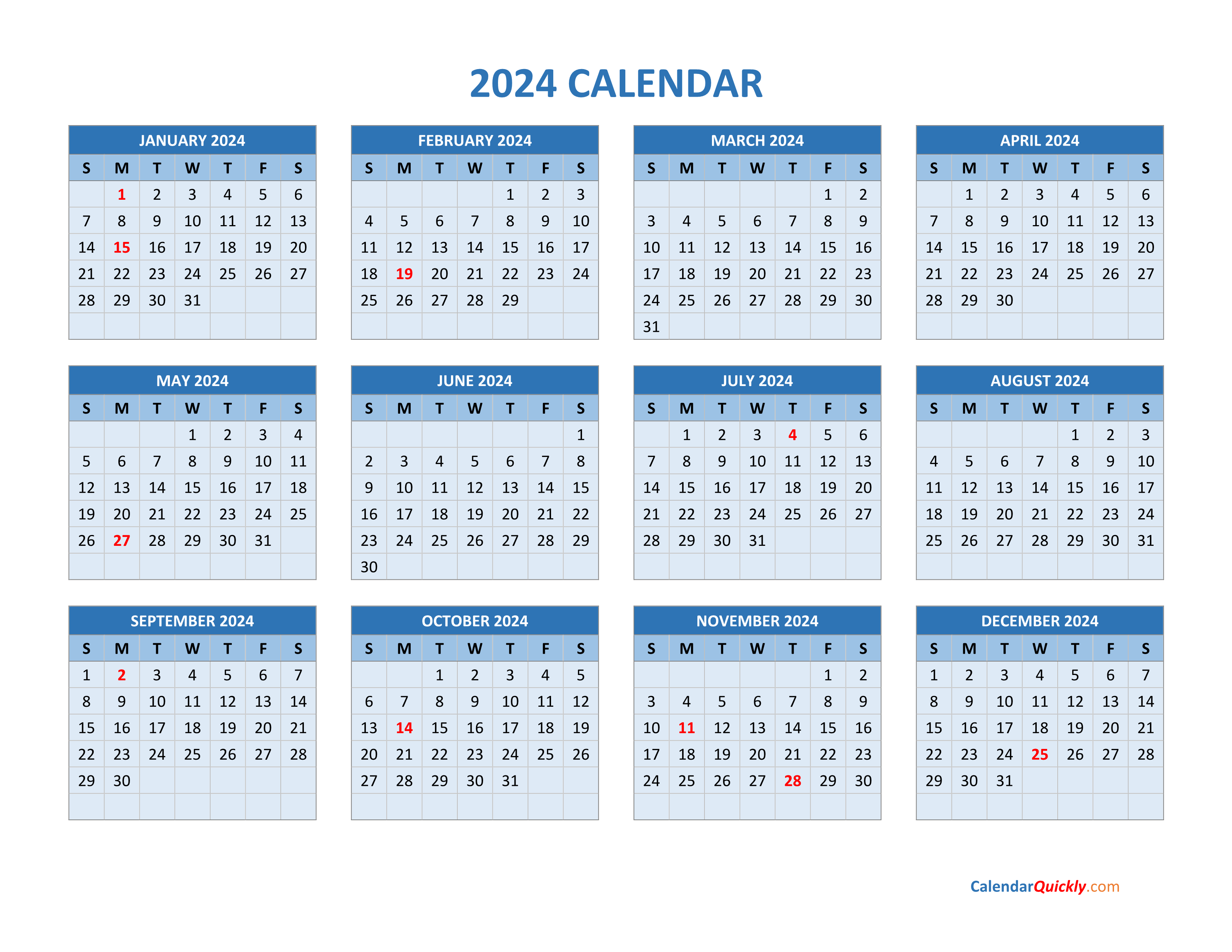 2024 Calendar | Calendar Quickly