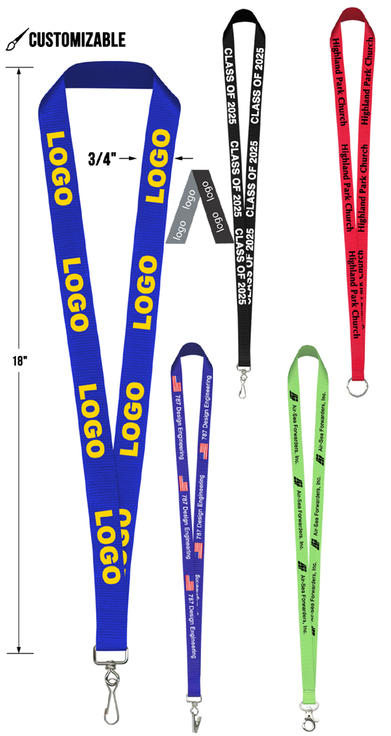 Custom 3/4" Logo Lanyard – One Color Print with Multiple Hardware Choices + FREE Extras