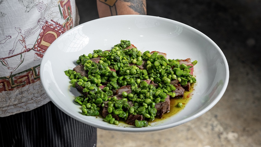 Lamb with Spring Vegetables and Mint Sauce