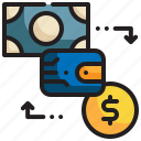 money, exchange, digital, currency, cash, banking, wallet icon