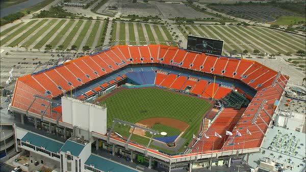 Miami USA - September 2017: Aerial view Sun Life Stadium home to the ...