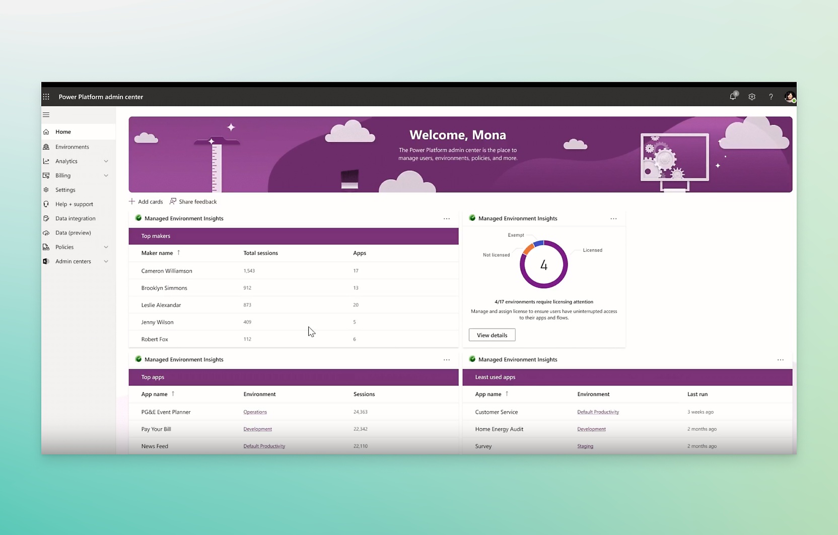 Power Platform Admin Center-Dashboard