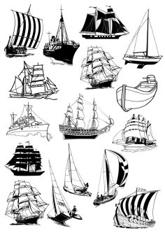 Ships Boats Set Free Vector