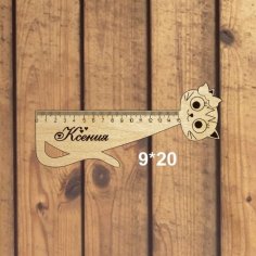 Laser Cut Cat Shape Ruler for Kids Free Vector