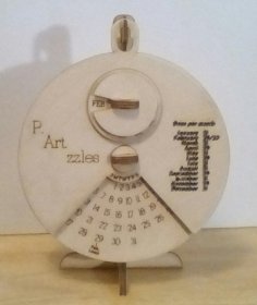 Laser Cut Perpetual (Perennial) Calendar 7″