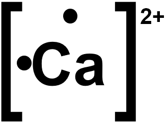 Provide the Lewis dot symbol for Ca2+. | Channels for Pearson+