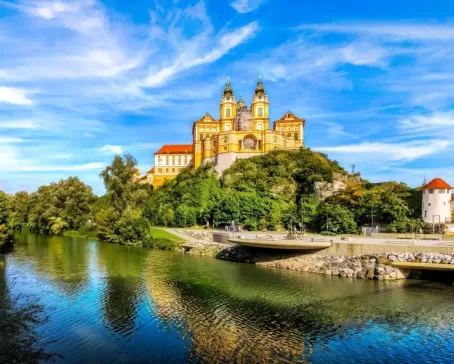 Visit the ornately decorated Melk Abbey