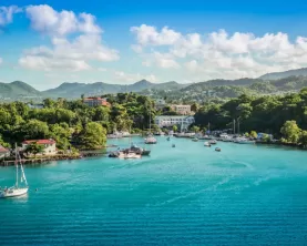 Vivid blue waters of the Caribbean