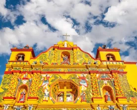 Brillirantly colored church in San Andres Xecul