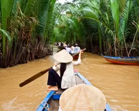 Boat floating along the Mekong River