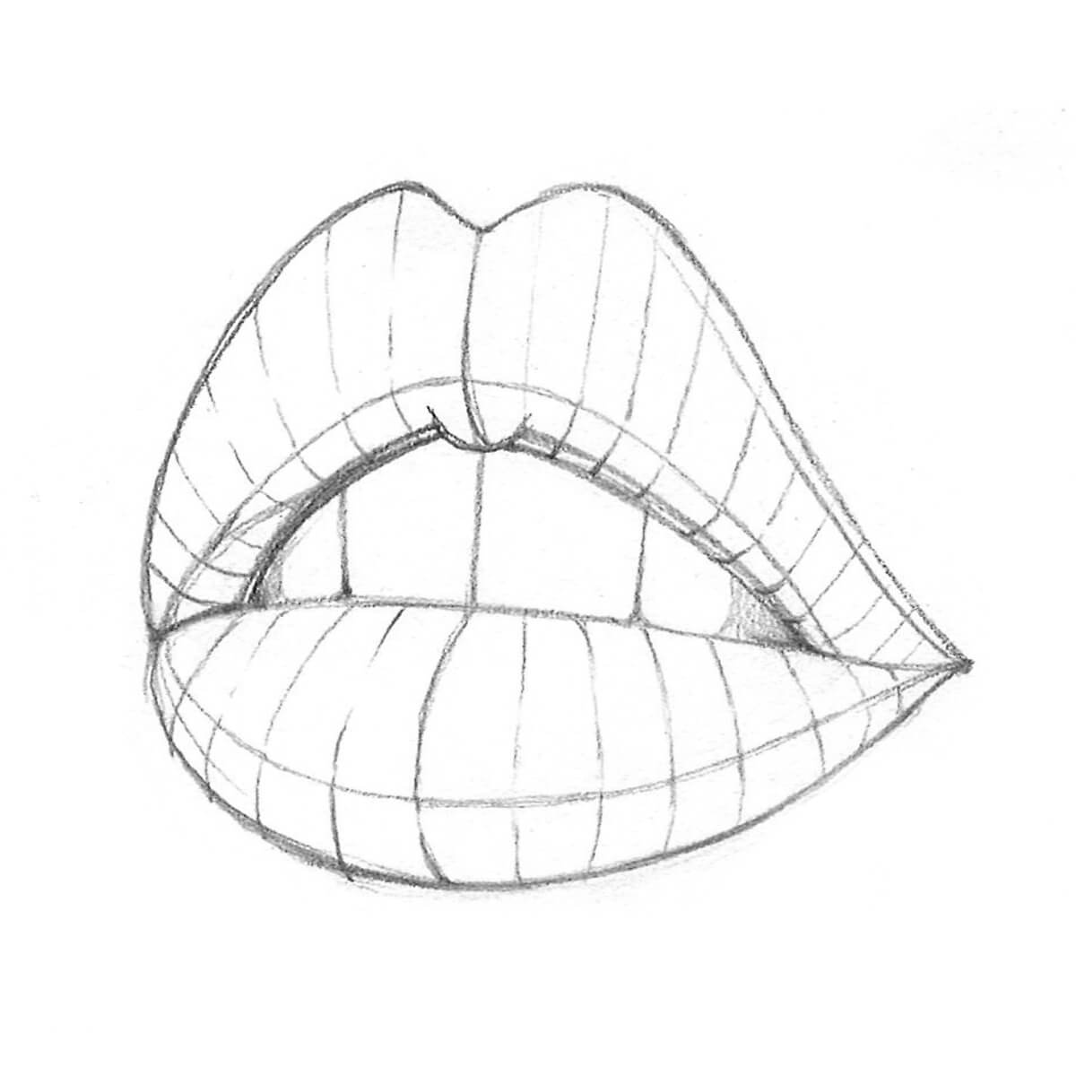 how to draw lips from the side