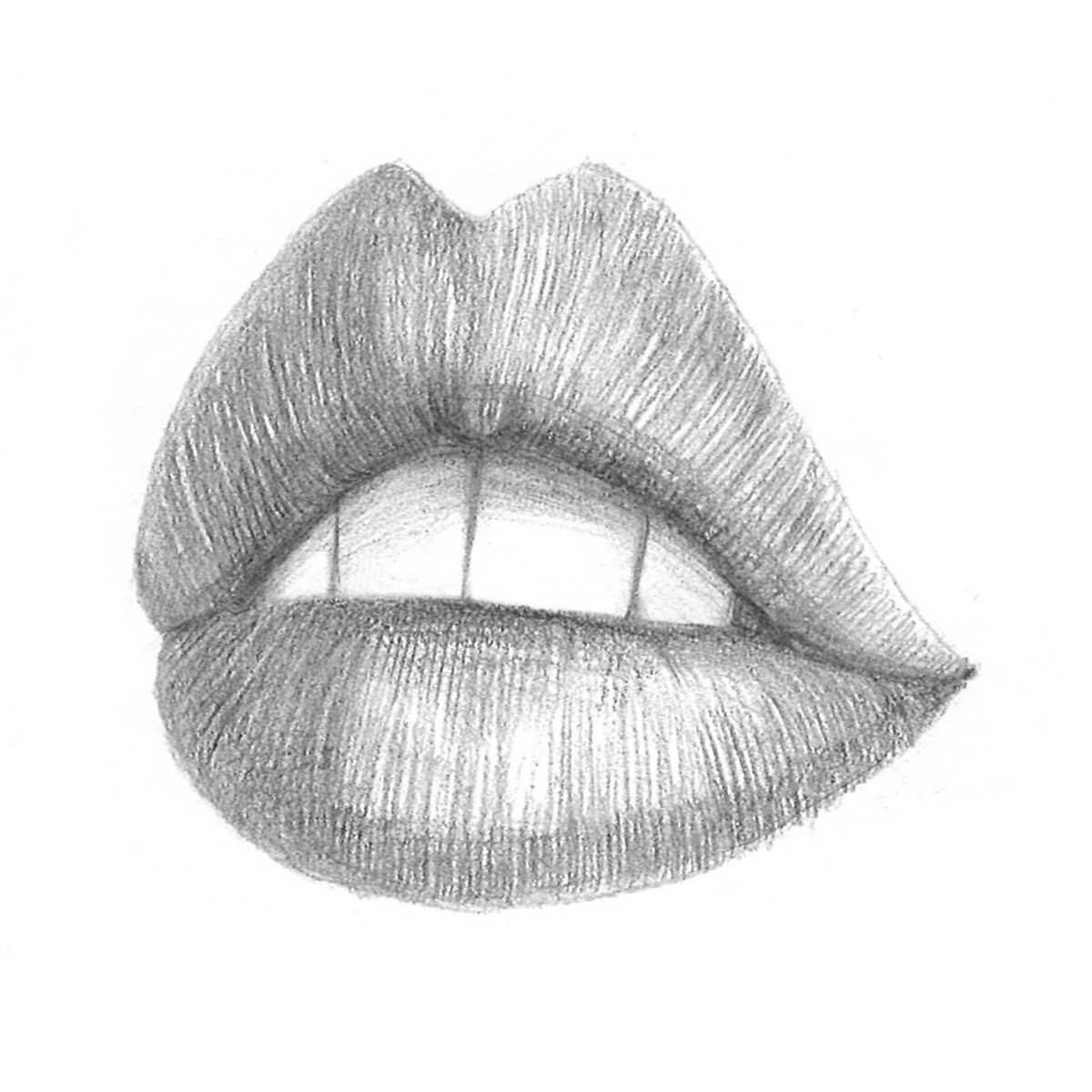 how to draw lips from the side