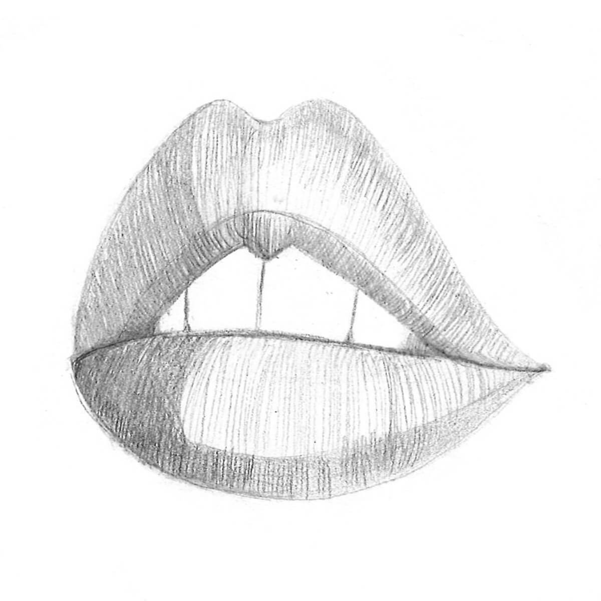 how to draw lips from the side