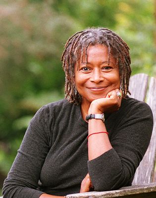 American writer Alice Walker posing in Berkeley, California