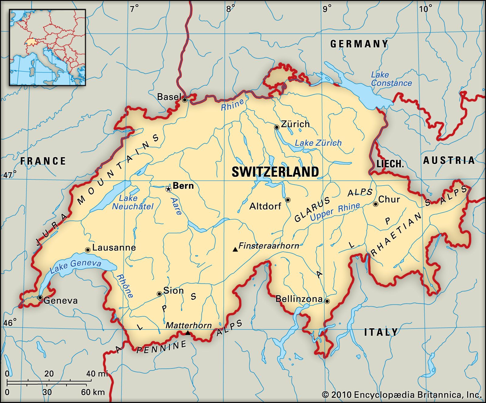 Switzerland Border Map