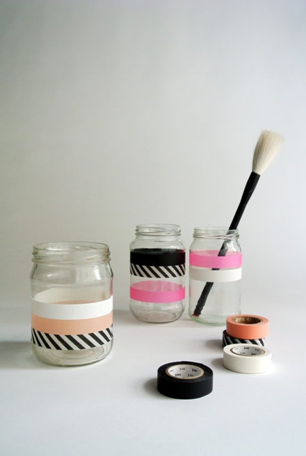 Washi tape mason jars