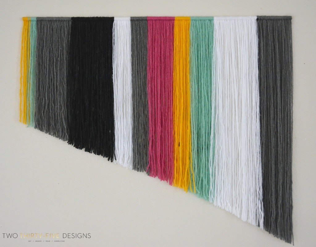 Diagonal yarn wall art