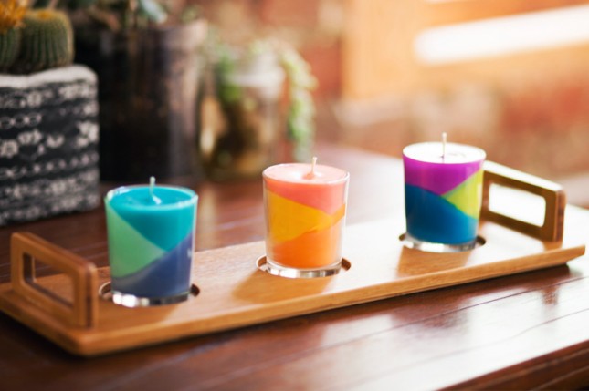 Diy colorblock candles