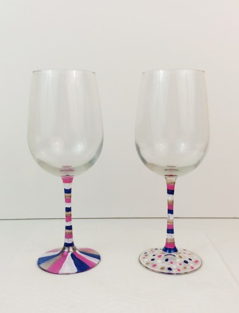 Diy wine glass stripes