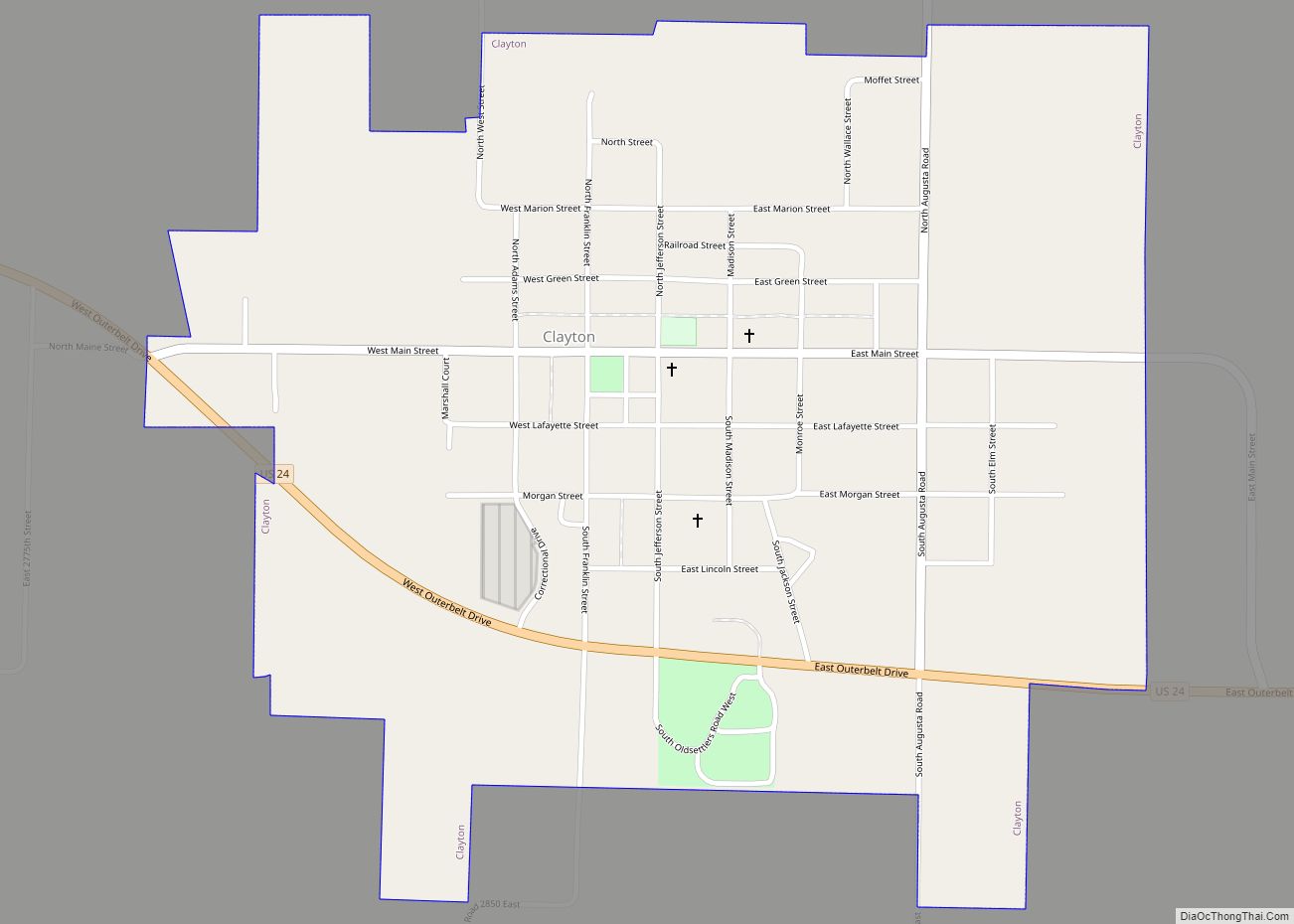 Map of Clayton village, Illinois