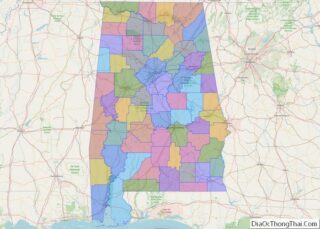 Political map of Alabama State – Printable Collection