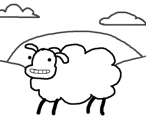 Beep sheep in a partly cloudy field