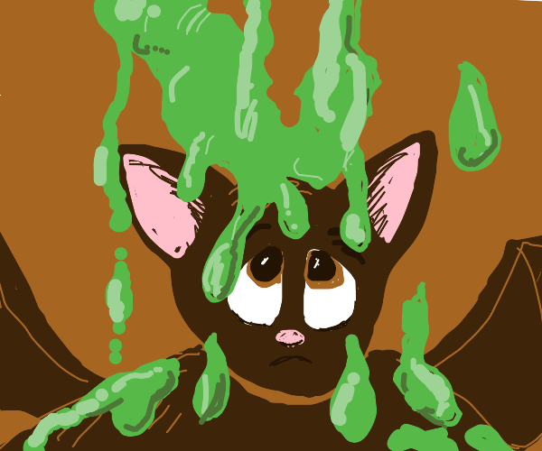 sad bat is covered in goo