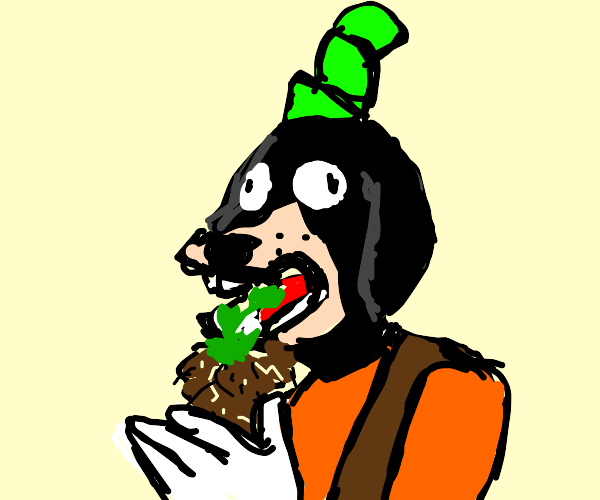 Goofy eating a Plant