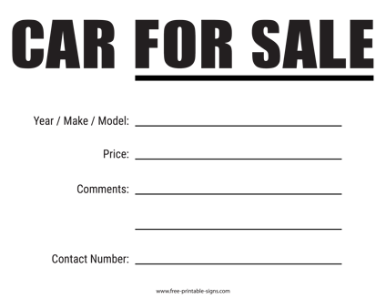 Car for Sale Sign