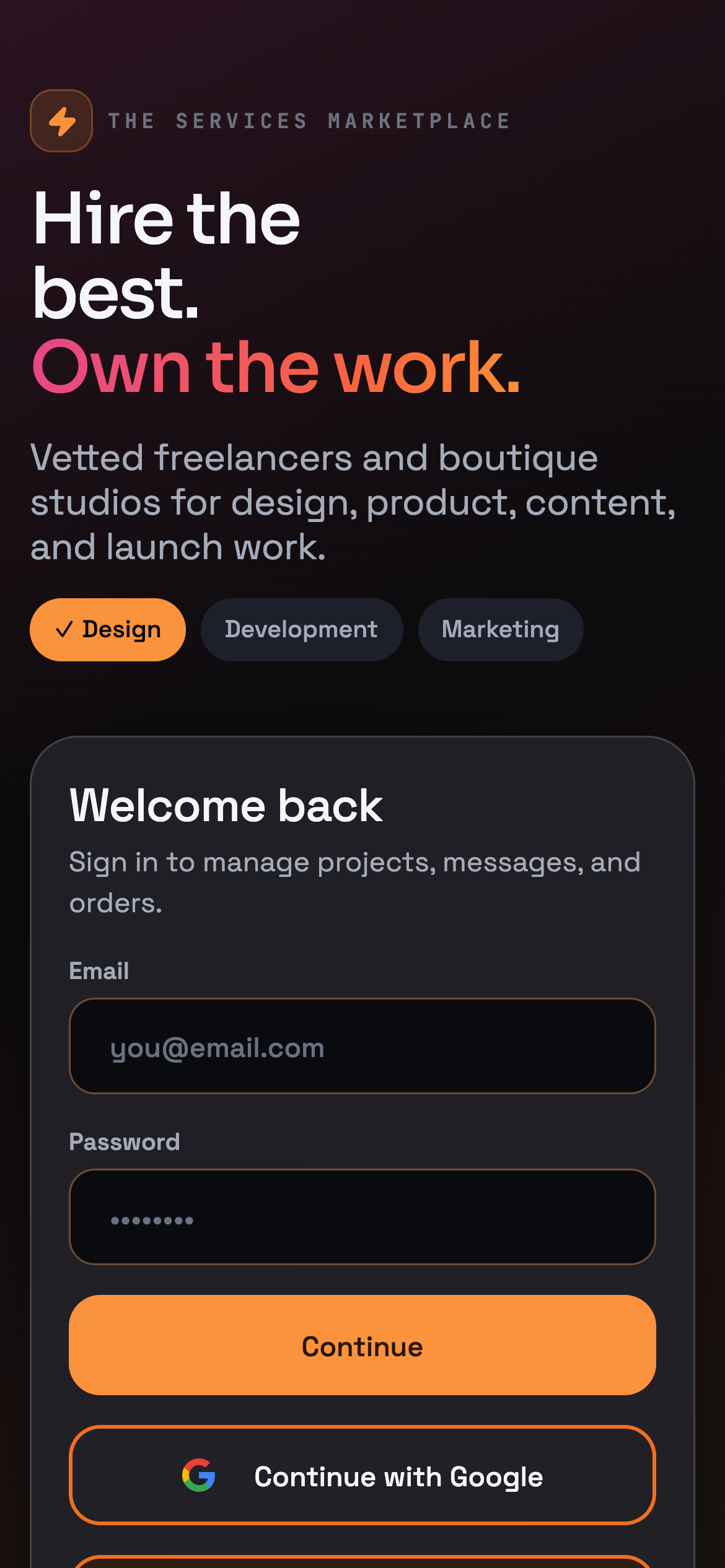 Marketplace sign-in preview