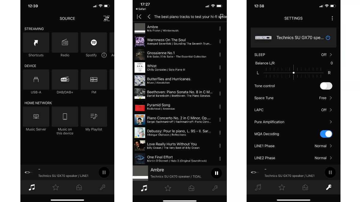 Technics SU-GX70 app screenshots