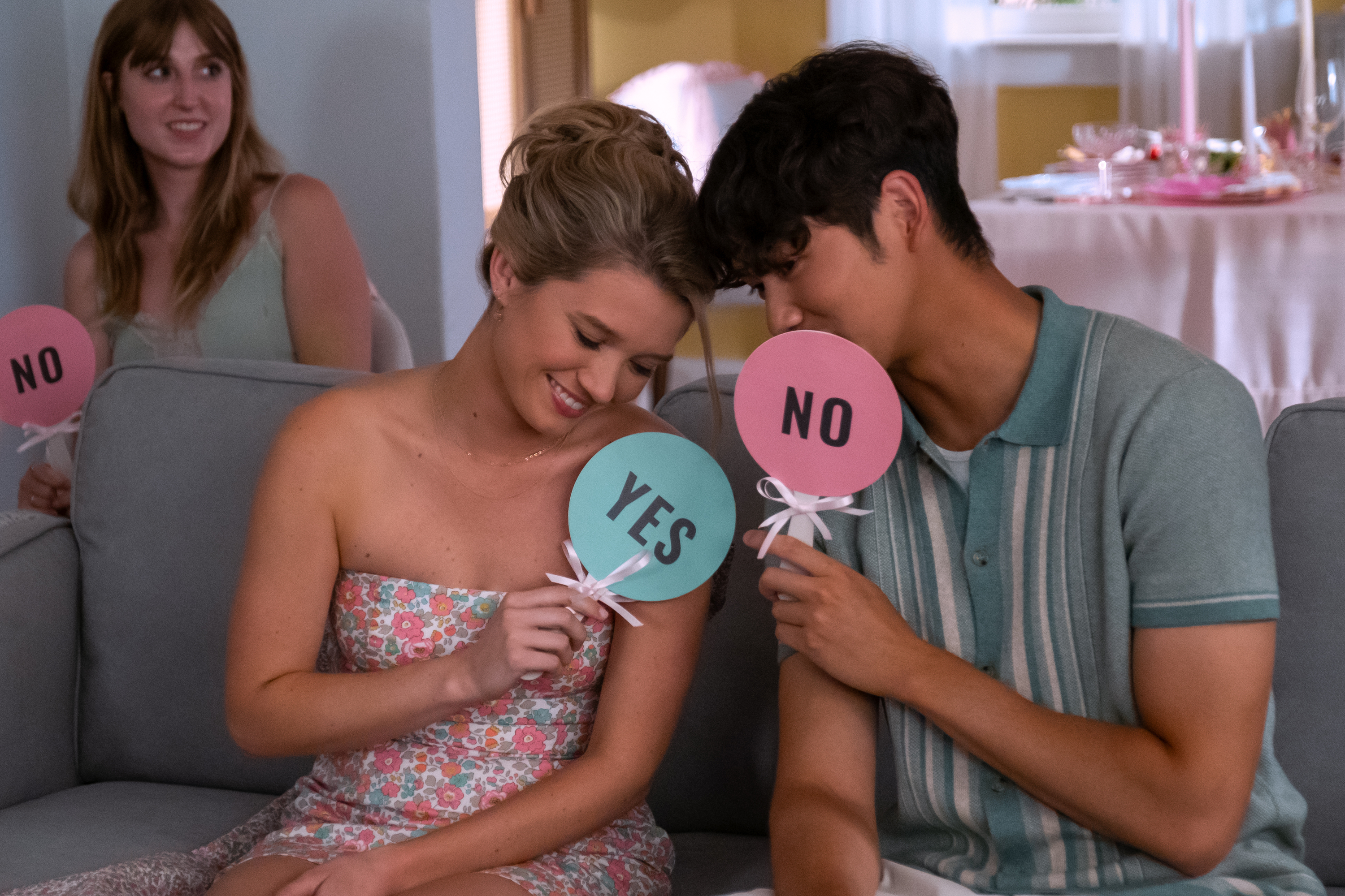 taylor and steven giggling together at a party in the summer i turned pretty season 3