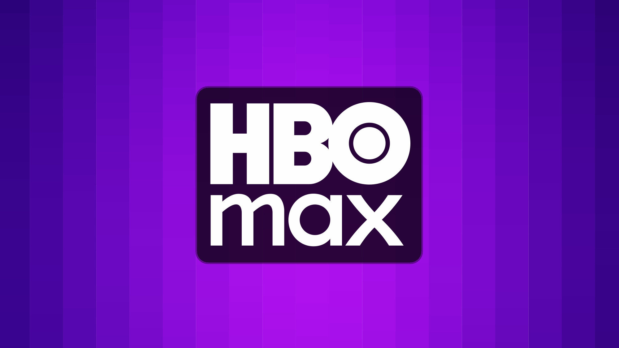 HBO Max logo on a purple stripes background