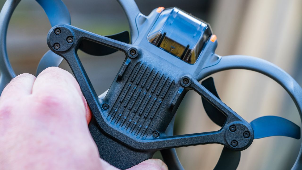 DJI Avata 2 FPV drone on a wooden bench