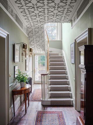 Antique runners in a traditional hallway