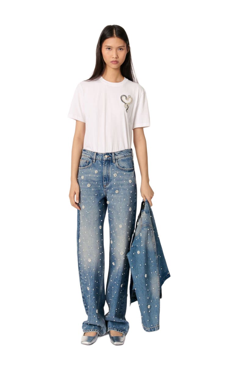 Wide-Leg Embroidered Jeans