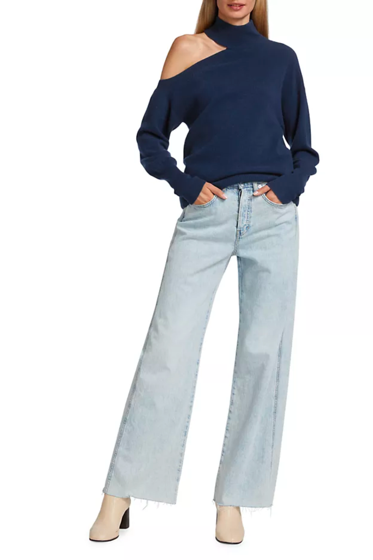 Naadam  Cashmere Shoulder-Cutout Turtleneck Sweater