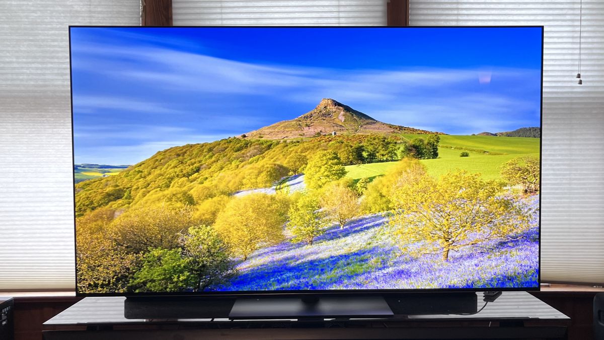 LG G5 OLED TV showing image of landscape
