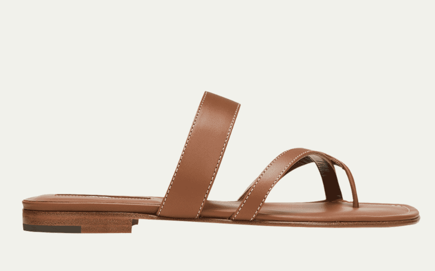 Manolo Blahnik, Susa Flat Leather Sandals