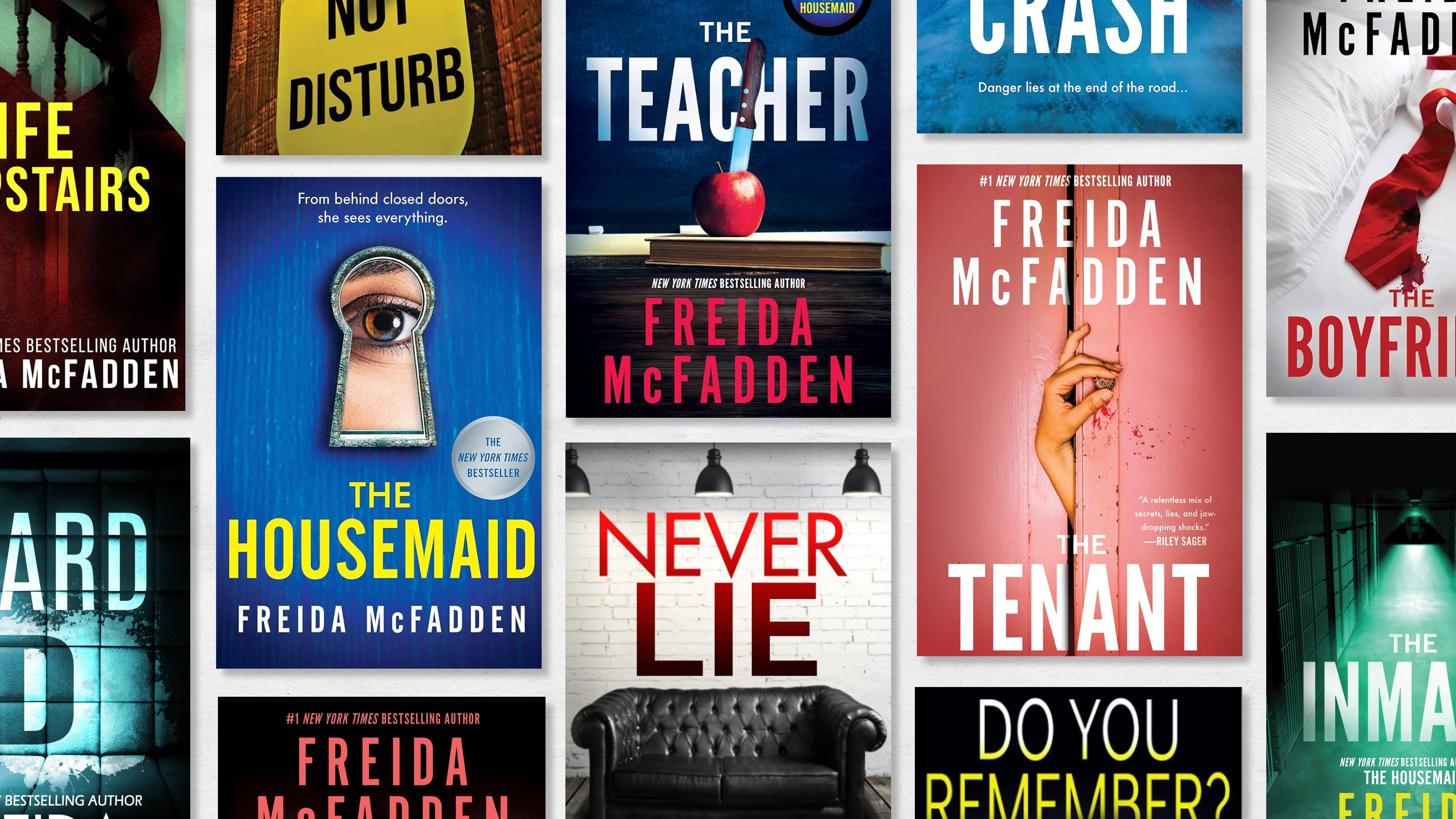 a collage of the best freida mcfadden books