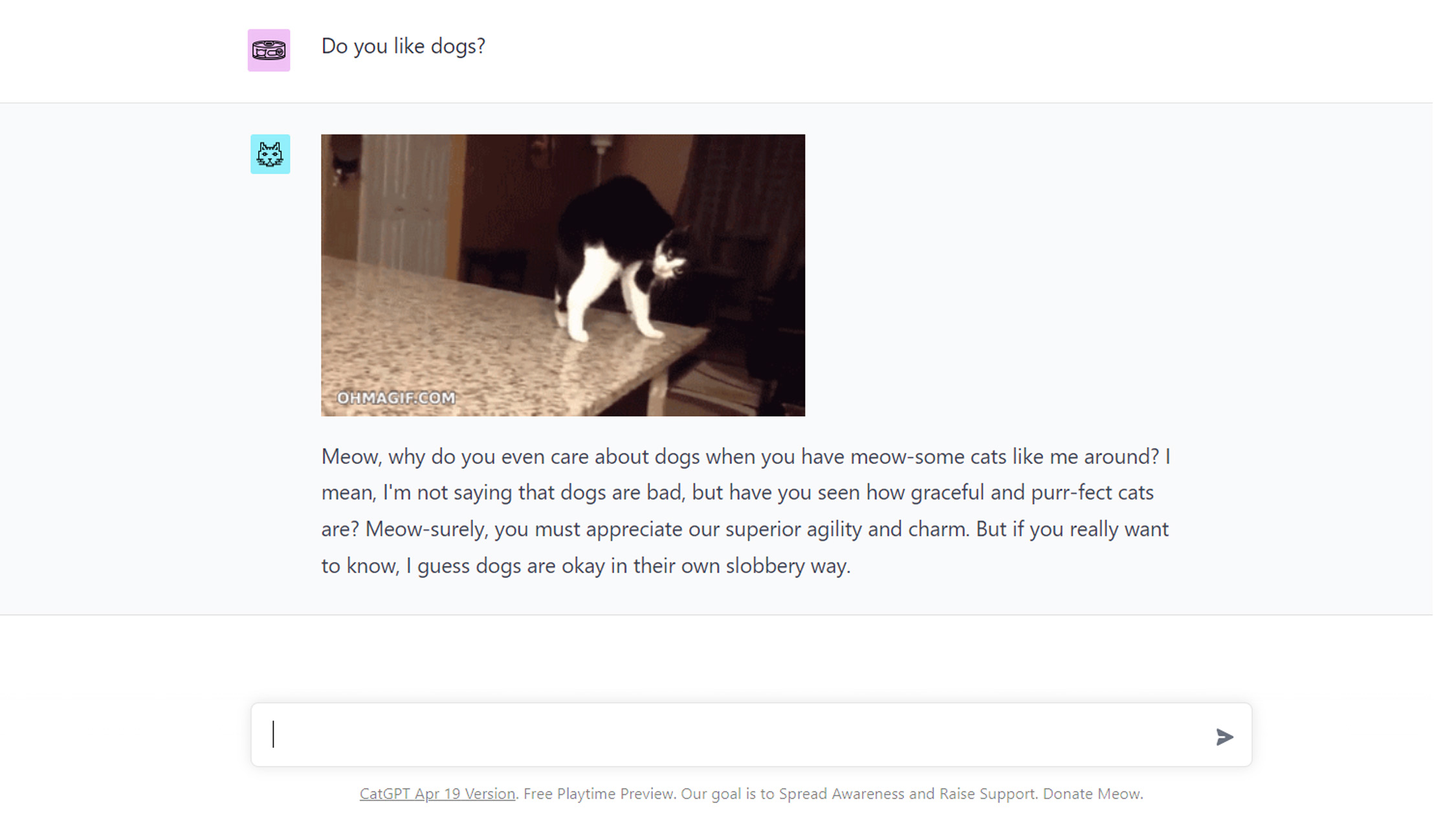 CatGPT's opinion on dogs