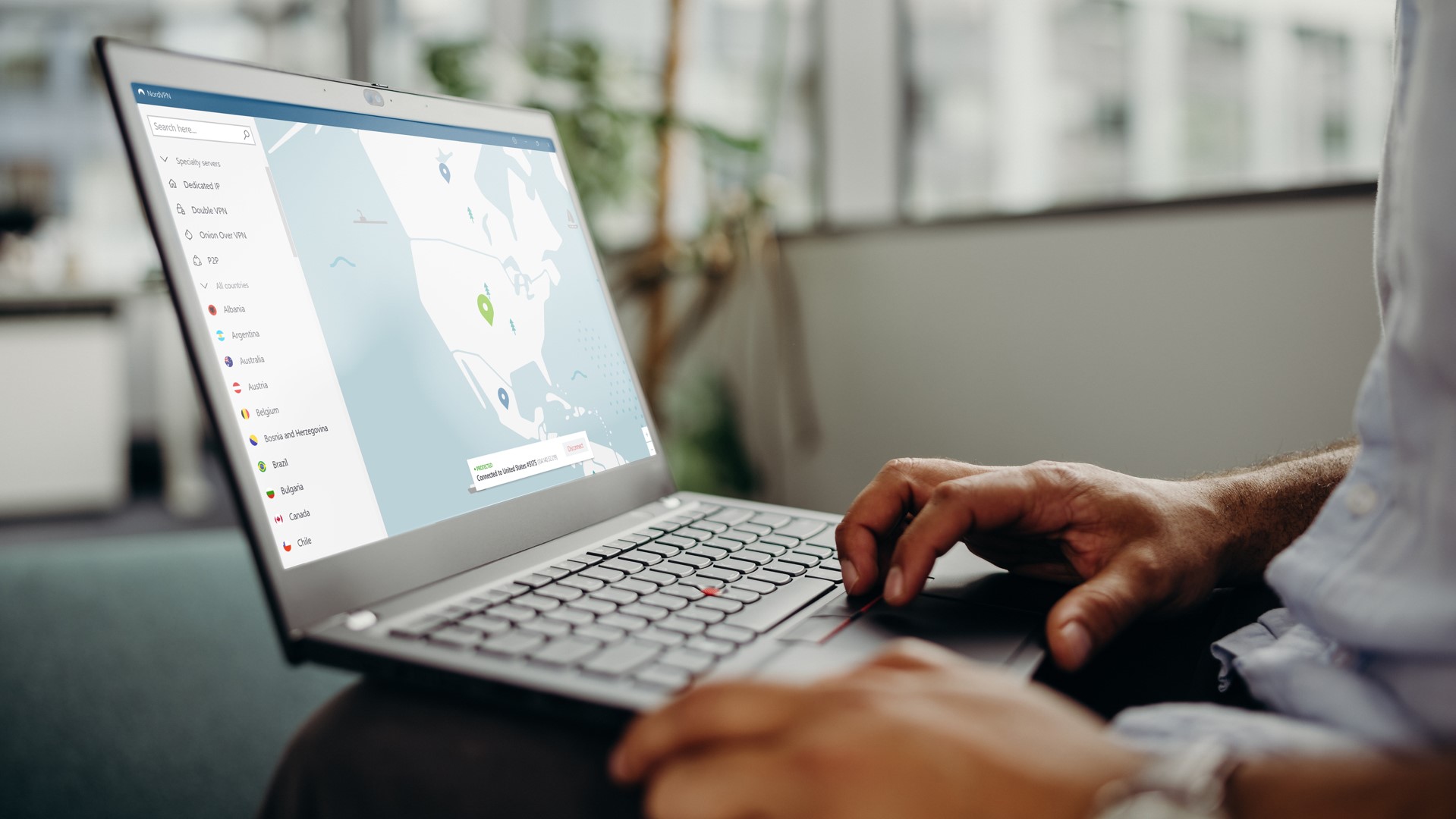 NordVPN anv&amp;auml;nds p&amp;aring; en Windows-laptop